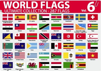 Colección de banderas de países en vector
