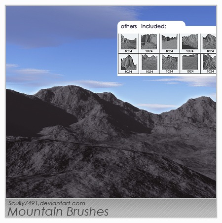 +14 pinceles de montañas gratis para Photoshop