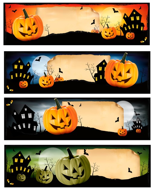 Four Halloween banners Vector