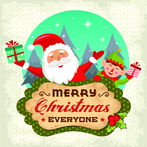 Vintage Christmas card with typography design