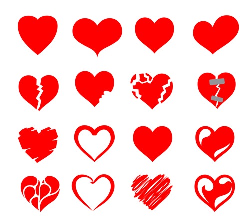 vector hearts icon set