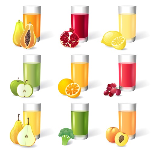 Vectores de zumos de frutas