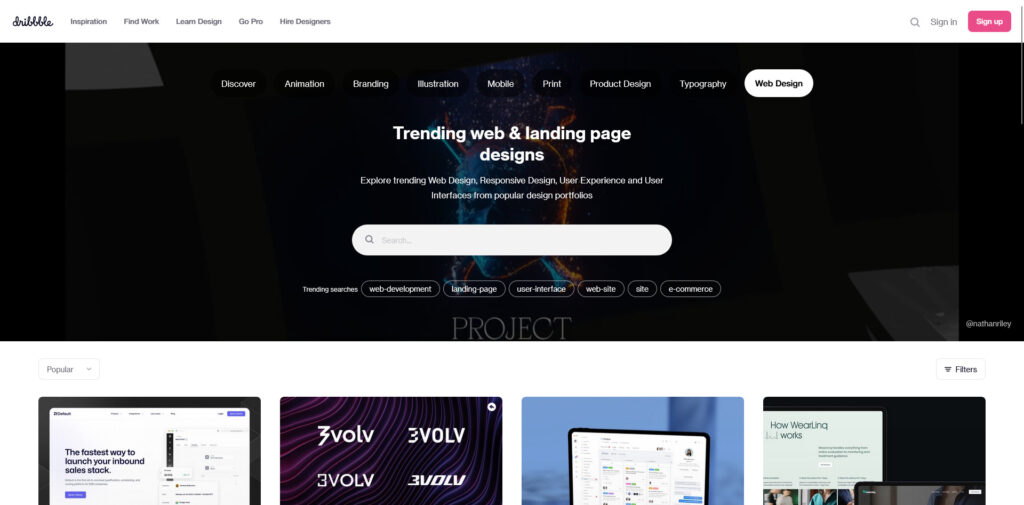 Dribbble web design