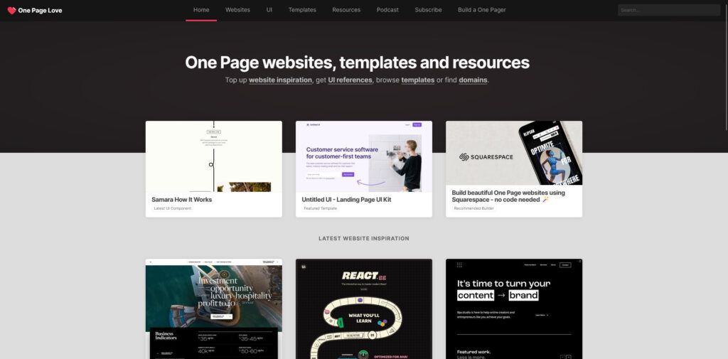 One Page Love One Page Website Inspiration and Templates
