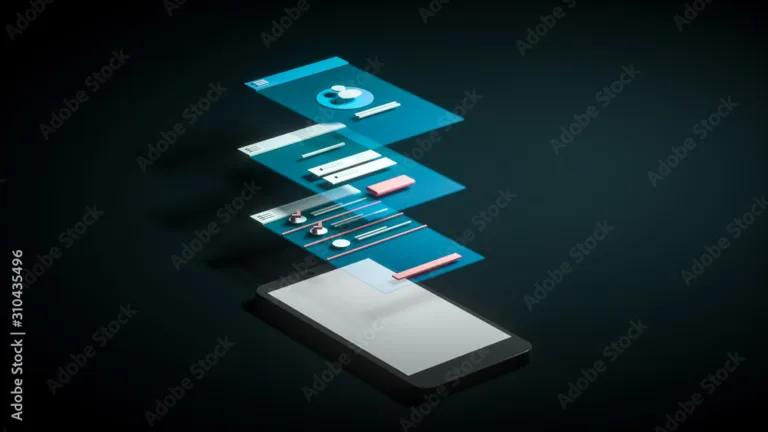 ux ui flowchart 3d ilustration mobile user design concept applicationpurple vertical cyan stockpack adobe stock jpg