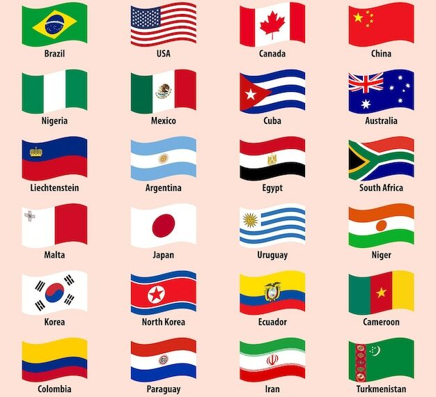 coleccion de banderas de paises en vector