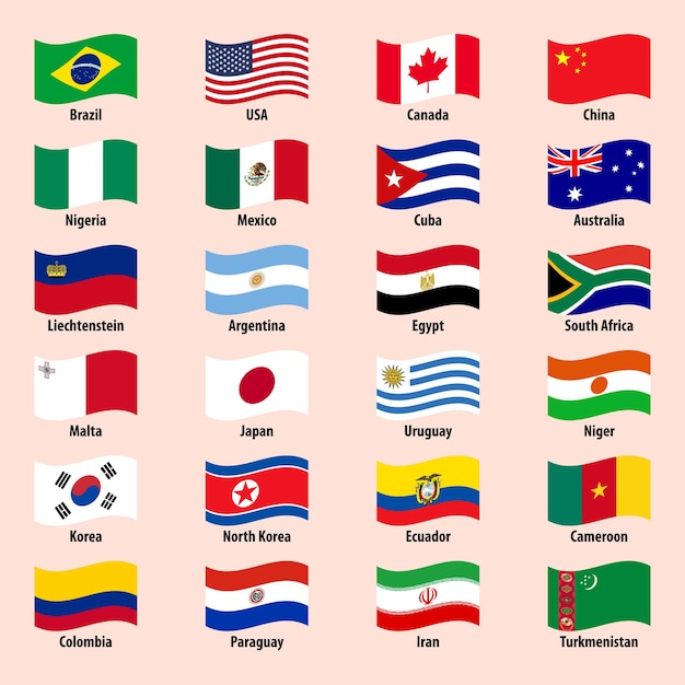 coleccion de banderas de paises en vector