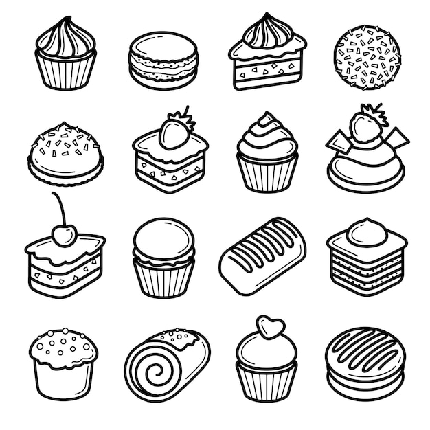 iconos de pasteles en vector