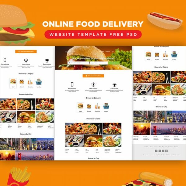 plantilla psd gratis para una web de un restaurante