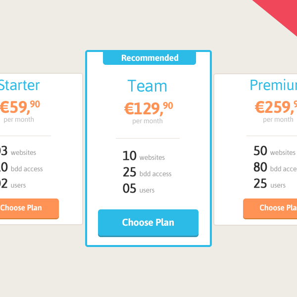 tabla de precios en photoshop