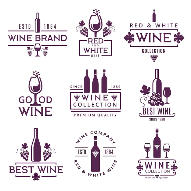 vectores de marcas de vino
