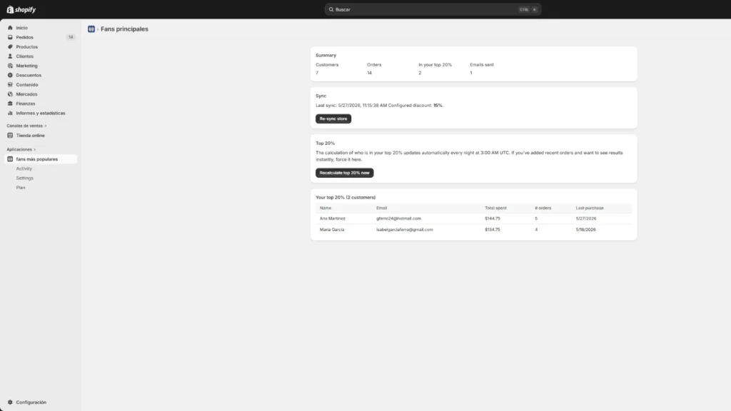 top fans shopify