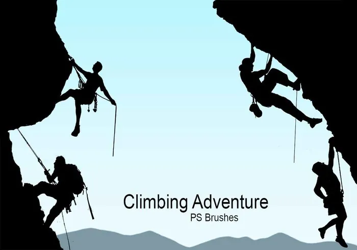 Pinceles de siluetas de escalada para Photoshop