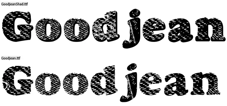 TipografĂa de bordado Goodjean: textura vaquera desgastada