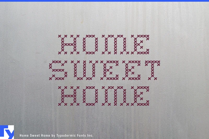 TipografĂa de bordado Home Sweet Home: punto de cruz en mayĂşsculas