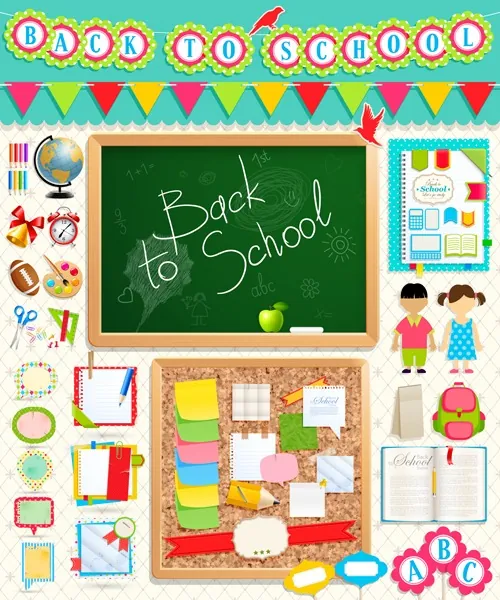 Back to school scrapbook elements.