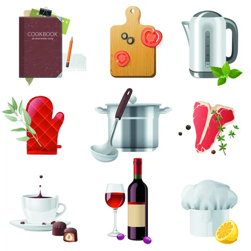 iconos de comida en vector