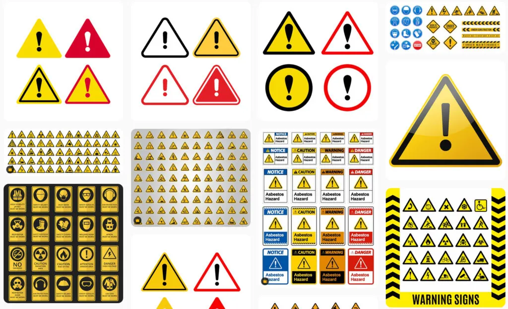 Warning signs vectors
