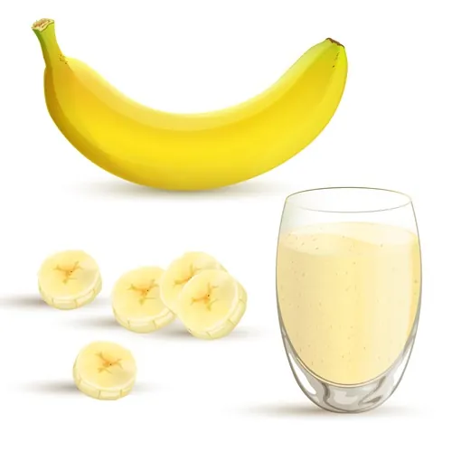 Vector illustration of a banana and a banana milkshake
