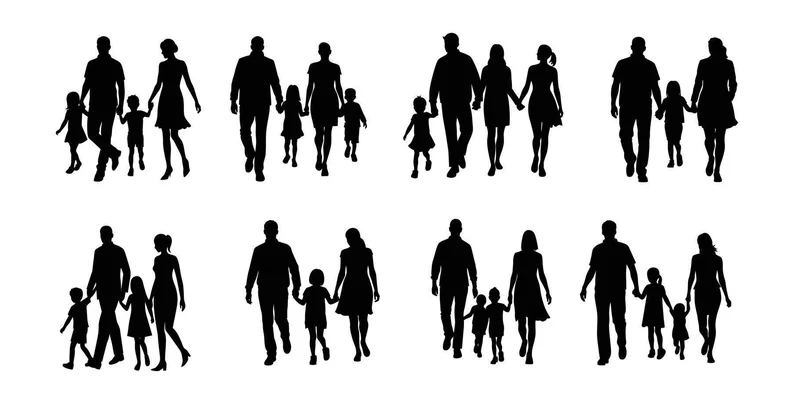 Siluetas de familia en vector gratis