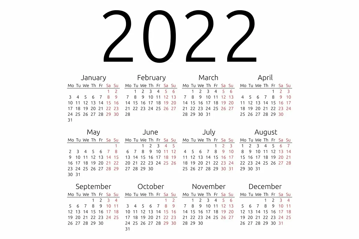 calendar 2022 lunes