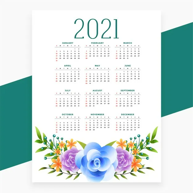 diseno calendario 2021 flores