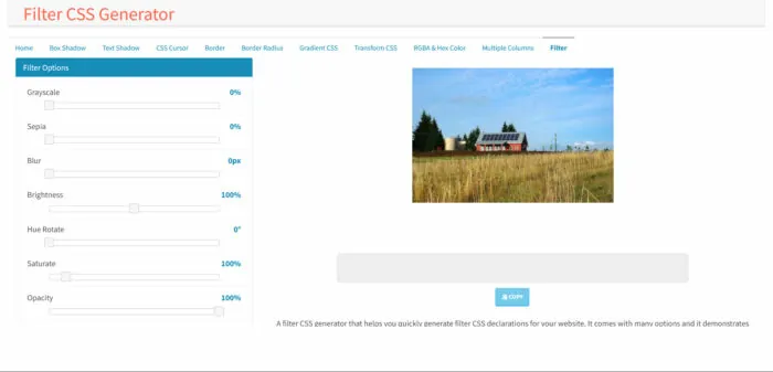 filter css generator