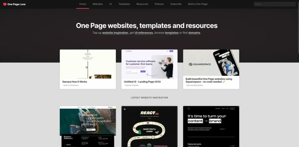 One Page Love One Page Website Inspiration and Templates