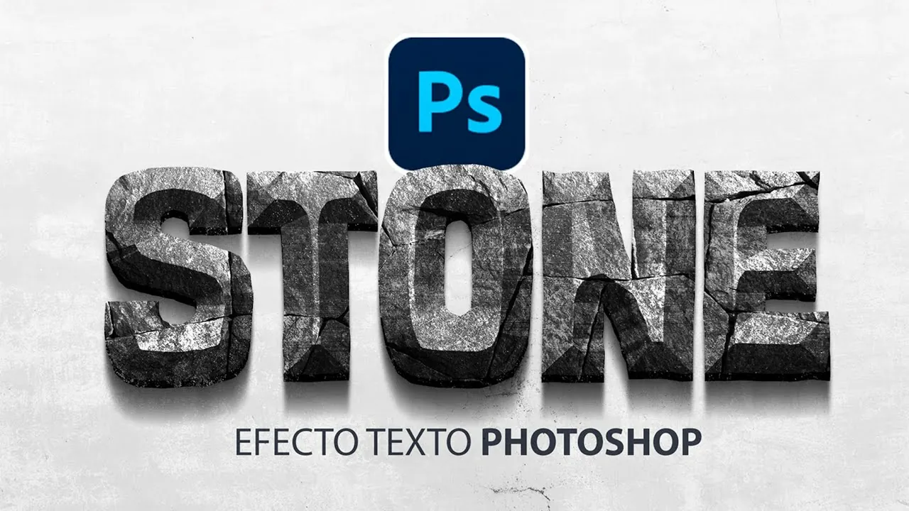Efecto de texto piedra en Photoshop con relieve tallado