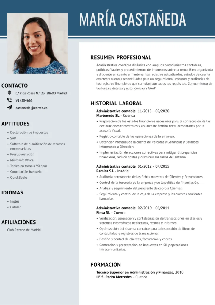 ejemplos de curriculum vitae