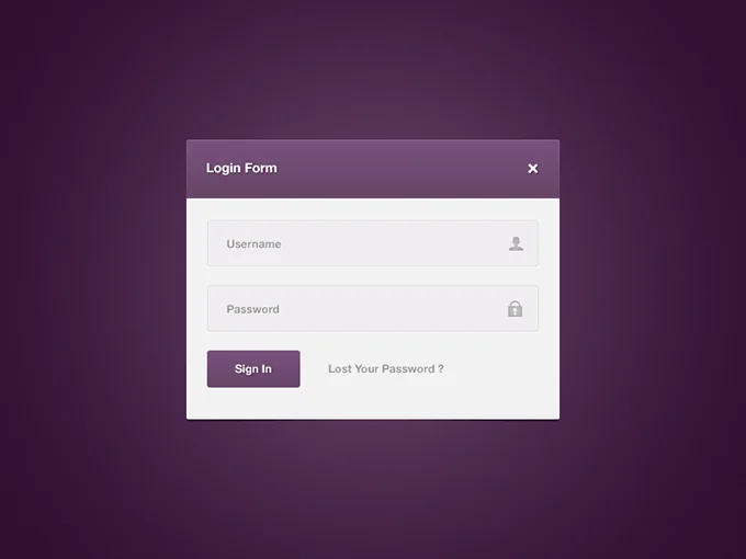 formularios de login en psd