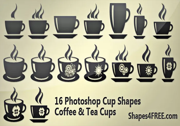 pinceles para photoshop de marcas de tazas de cafe y te