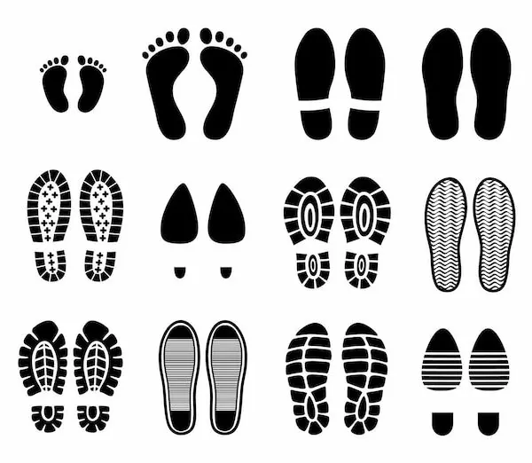 vectores de marcas de suelas de zapatos