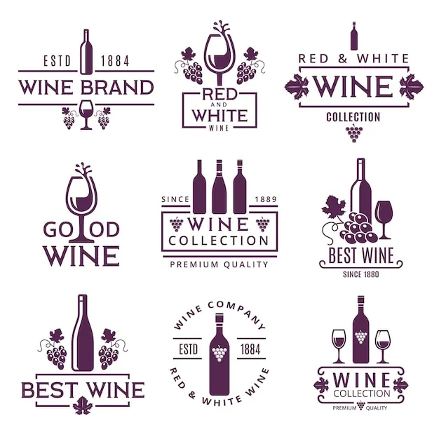 vectores de marcas de vino